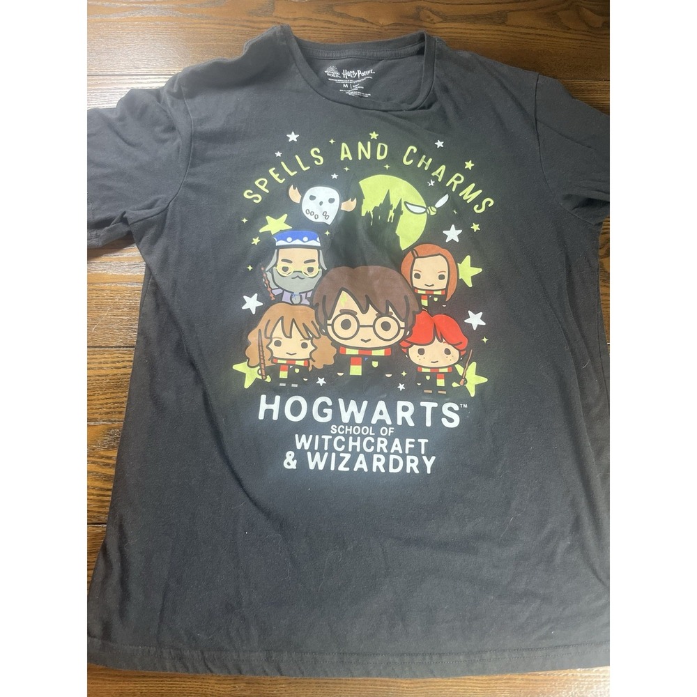 Harry Potter Spells and Charms Glow in the Dark T-Shirt Men's Medium Black